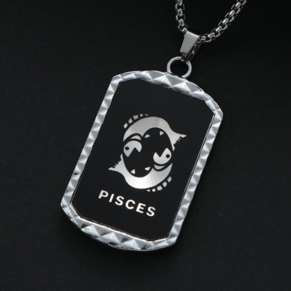 Stainless steel Black and Silver Pisces Pendant Necklace unisex